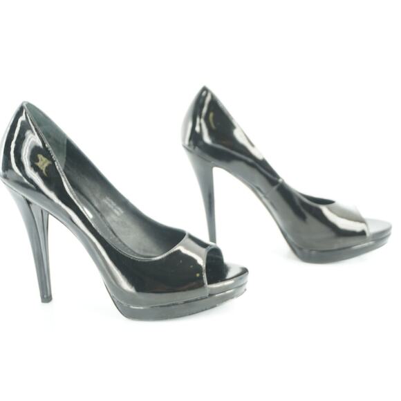 Vera Wang Lavender Nadia Black Patent Peep Toe Platform Heel Pumps SZ 6 New $298 - Picture 7 of 10